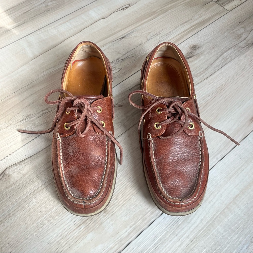 Men's Sperry top-sider Premium Leather Boat Shoes in Rich Brown - Picture 3 of 7